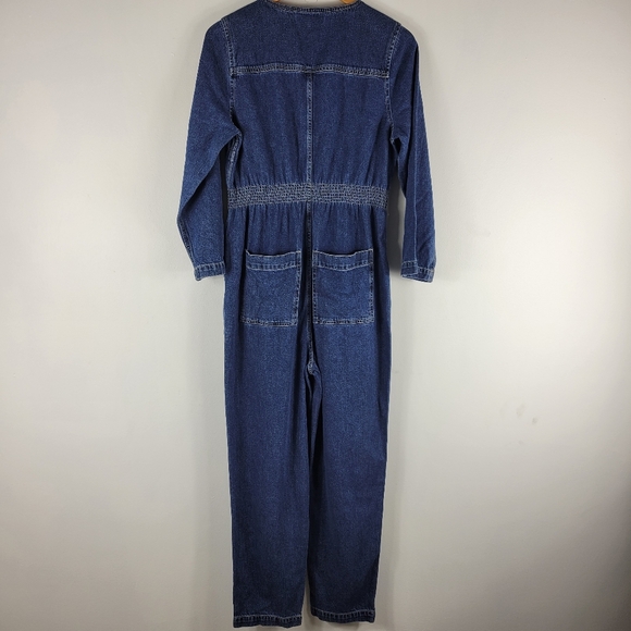 Madewell Patch Pocket V Neck Staight Ankle Zip Up Denim Jumpsuit Coveralls - Picture 8 of 12